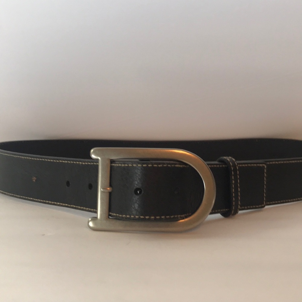 DKNY Black Leather Belt Size Medium